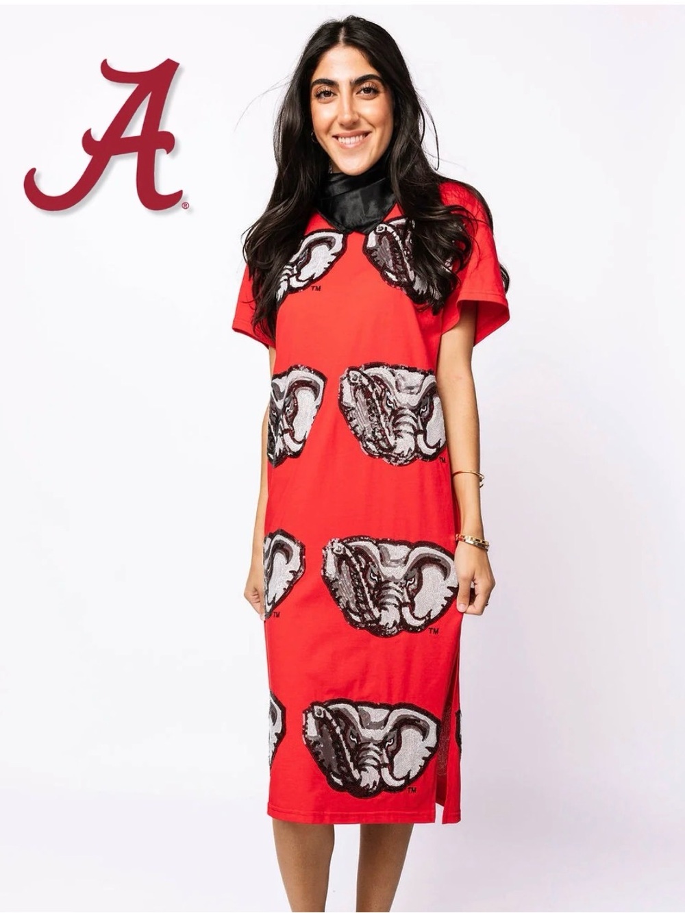 New Queen of Sparkles Licensed University of Alabama Mascot Midi Tee Dress Small
